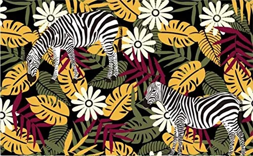 Personnalisé Papier Peint Panoramique intissé Zèbre Animal Plante Fleur 3D Papiers Peints Décoration Chambre Salon Tv Fond D'Écran Murales Tapisserie