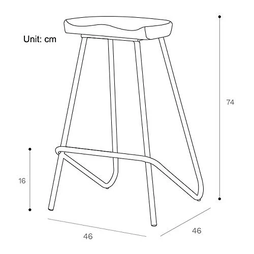Tabourets de Bar Hauts Chaises de Bar Petit déjeuner de tabouret de bar en bois massif d'art de fer industriel de cuisine cuisine bistrot café chaise de siège rustique vintage, 46 * 46 * 74cm Tabouret