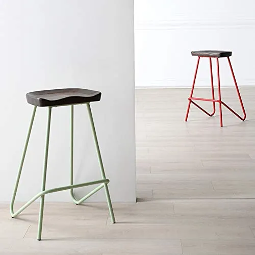 Tabourets de Bar Hauts Chaises de Bar Petit déjeuner de tabouret de bar en bois massif d'art de fer industriel de cuisine cuisine bistrot café chaise de siège rustique vintage, 46 * 46 * 74cm Tabouret