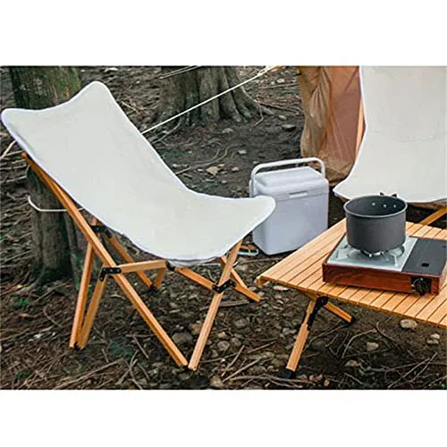 VVJYJF Chaise Pliante Extérieure,Toile Épaisse en Bois Massif Chaise Papillon Jardin Chaise de Camp de Plage Cadre en Aluminium et Tissu Oxford Léger Durable pour Camping Jardin