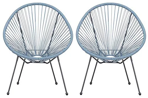 Lot de 2 fauteuils de jardin Veracruz - Acapulco - Bleu clair/gris - Pour intérieur et extérieur