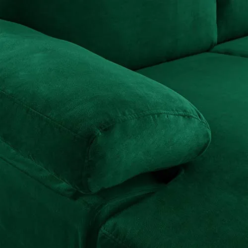 BHDesign Amanda - Canapé d'angle Moderne 5 Places - Tissu Velours - Coloris Vert