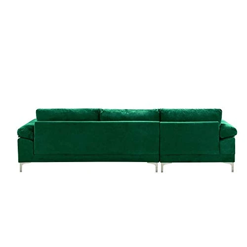 BHDesign Amanda - Canapé d'angle Moderne 5 Places - Tissu Velours - Coloris Vert