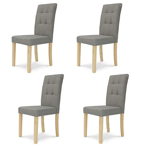 IDMarket - Lot de 4 chaises Polga capitonnées Grises pour Salle à Manger