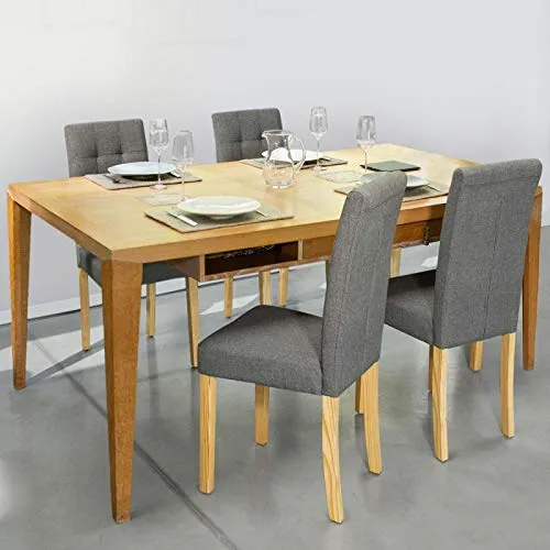 IDMarket - Lot de 4 chaises Polga capitonnées Grises pour Salle à Manger