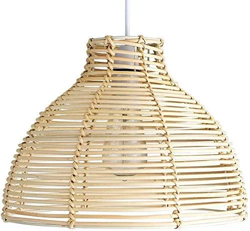 QTWW Abat-Jour Plafonnier Abat-Jour Plafonds Abat-Jour Gris Abat-Jour pour Lumières Panier d'escalier Osier Moderne Crème Osier Rotin Panier Style Plafonnier Suspension Abat-Jour
