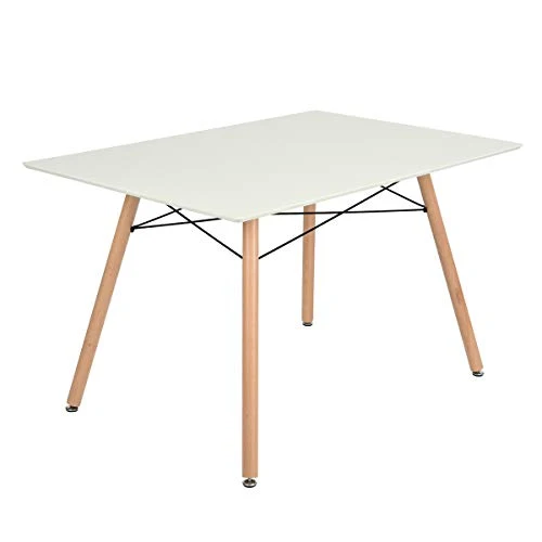Furniture-R France Maddie Table à manger rectangulaire, pour 2 à 4 personnes, design scandinave, pieds en bois de hêtre massif laqué, , 110 x 70 x 74 cm