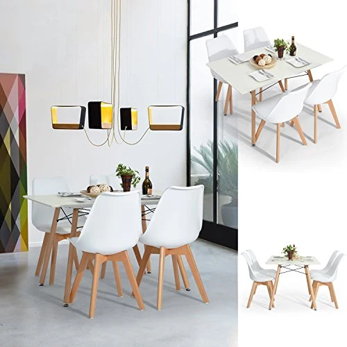 Furniture-R France Maddie Table à manger rectangulaire, pour 2 à 4 personnes, design scandinave, pieds en bois de hêtre massif laqué, , 110 x 70 x 74 cm