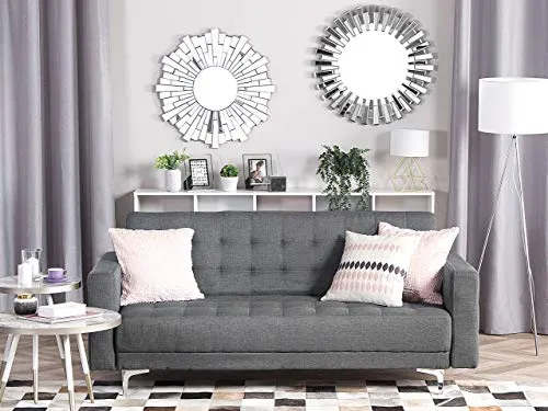 Beliani - Canapé Convertible 3 Places - Aberdeen - Tissu, Gris Clair