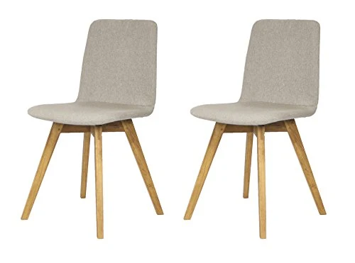 Tenzo MIA Designer Lot de 2 chaises, Polyester, Gris/Chêne, 44x50x83 cm