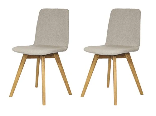 Tenzo MIA Designer Lot de 2 chaises, Polyester, Gris/Chêne, 44x50x83 cm