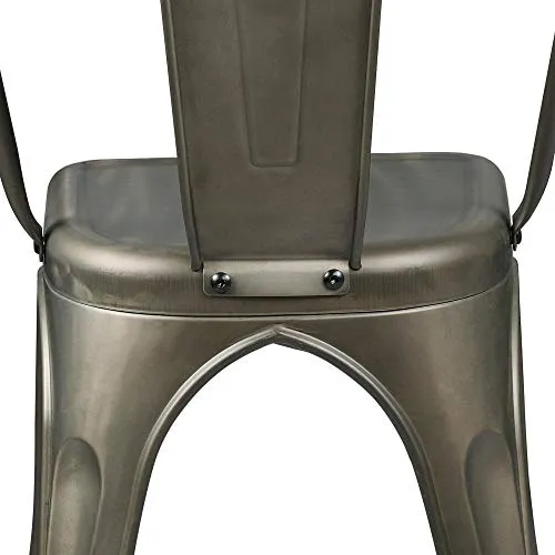 Yaheetech Chaise de Salle à Manger Lot de 4 Industrielle Tabouret de Cuisine Moderne 45 cm H Empilable avec Dossier Jardin Balcon Bistrot Café Salon Exterieur Interieur Couleur de Metal