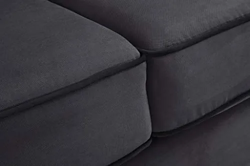 SOMOBILIA HEXAGONE - Clyde Canapé Convertible 3 Places - Tissu Gris Anthracite et Passepoil en Velours Noir - L 182 x P 85 x H 97 cm