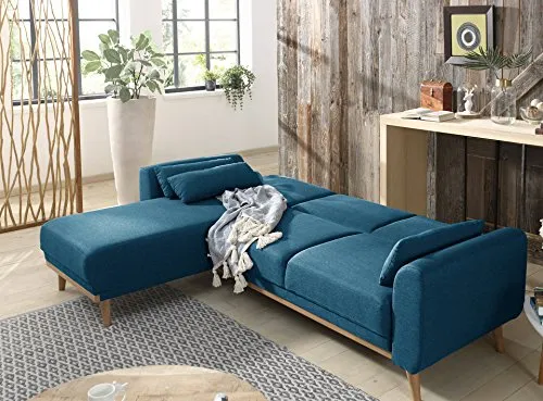 Bestmobilier - Vera - Canapé d'angle réversible Convertible au Style scandinave en Tissu - 256x88x149cm
