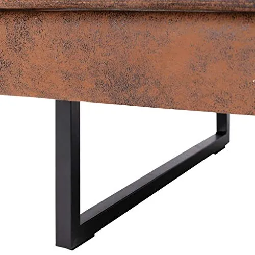 vidaXL Canapé d'angle Sofa de Salon Canapé de Bureau Sofa de Salle de Séjour Meuble de Maison Intérieur Confortable Similicuir Daim Marron