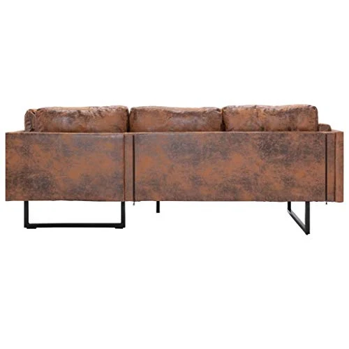 vidaXL Canapé d'angle Sofa de Salon Canapé de Bureau Sofa de Salle de Séjour Meuble de Maison Intérieur Confortable Similicuir Daim Marron