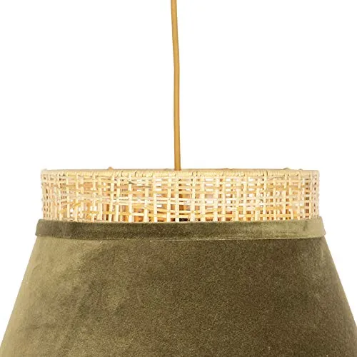 Qazqa Suspension | Lampe suspendue | Éclairage suspendu Rustique Oriental - Frills Lampe Vert Beige Doré/Laiton - E27 - Convient pour LED - 1 x 25 Watt