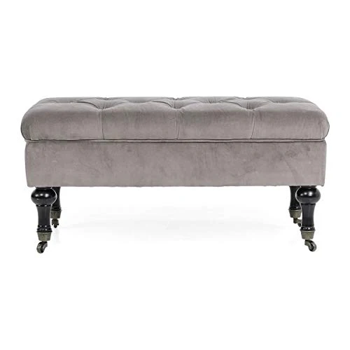 Pureday Siège Polly 2 Places Noble 4 Rouleaux Pliant Coton de Bois 83 x 43 x 40 cm Gris