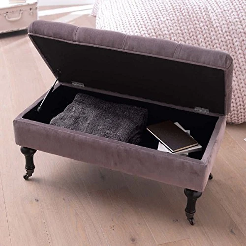 Pureday Siège Polly 2 Places Noble 4 Rouleaux Pliant Coton de Bois 83 x 43 x 40 cm Gris