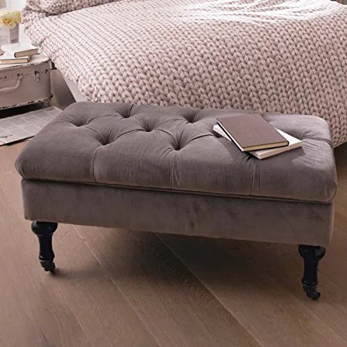 Pureday Siège Polly 2 Places Noble 4 Rouleaux Pliant Coton de Bois 83 x 43 x 40 cm Gris