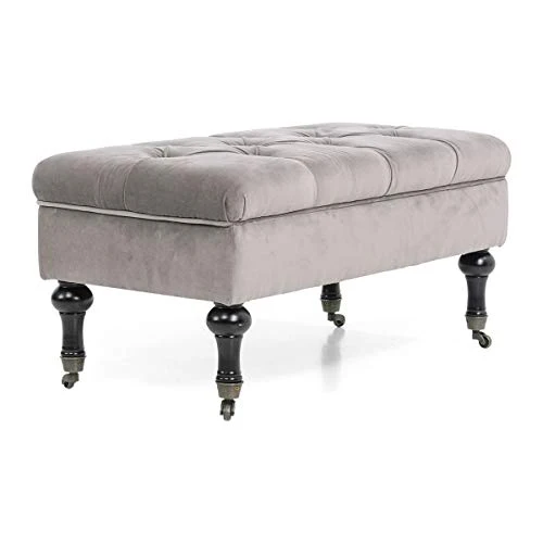 Pureday Siège Polly 2 Places Noble 4 Rouleaux Pliant Coton de Bois 83 x 43 x 40 cm Gris