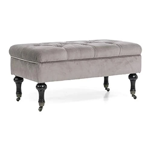 Pureday Siège Polly 2 Places Noble 4 Rouleaux Pliant Coton de Bois 83 x 43 x 40 cm Gris