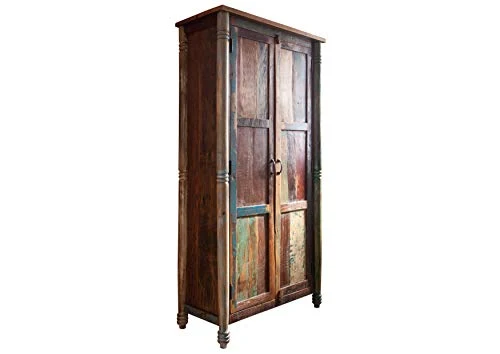 MASSIVMOEBEL24.DE Armoire - Bois Massif recyclé laqué (Multicolore) - Inspiration Ethnique - Fable #12