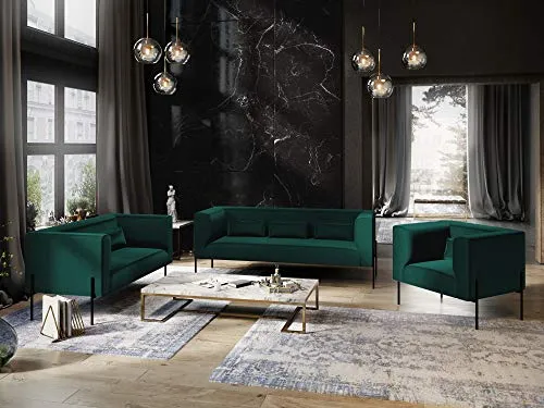 Milo Casa Fauteuil Velours, Carla, 1 Place, Vert Bouteille, 82x78x75