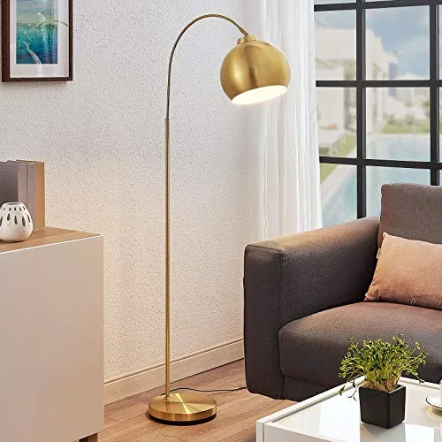 Lampadaire LED 'Moisia' en Doré en Métal e. a. pour Salon & Salle à manger (1 lampe,à E27, A++) de Lindby | Lampadaire Sur Pied, Lampe a Pied, Lampe de Sol