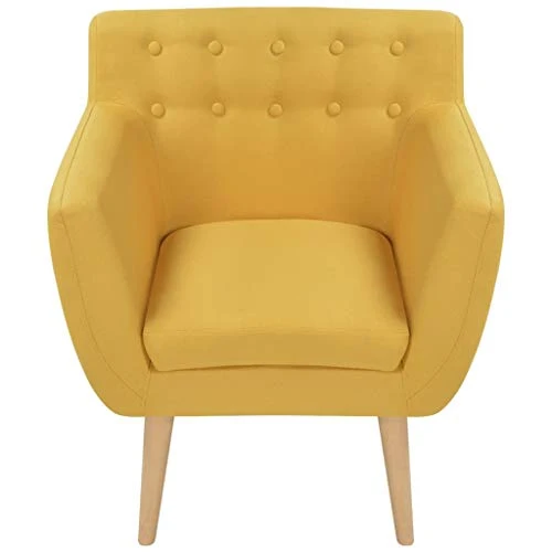 vidaXL Fauteuil pour Salon Chambre Bureau Tissu Jaune Sofa Chaise Maison