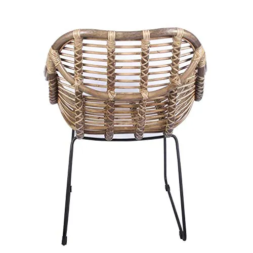 Casa Moro Fauteuil Madrid en rotin naturel tressé à la main | Chaise vintage en osier | Chaise en osier de qualité supérieure | Chaise rétro pour cuisine, jardin, terrasse, salle à manger | IDSN56