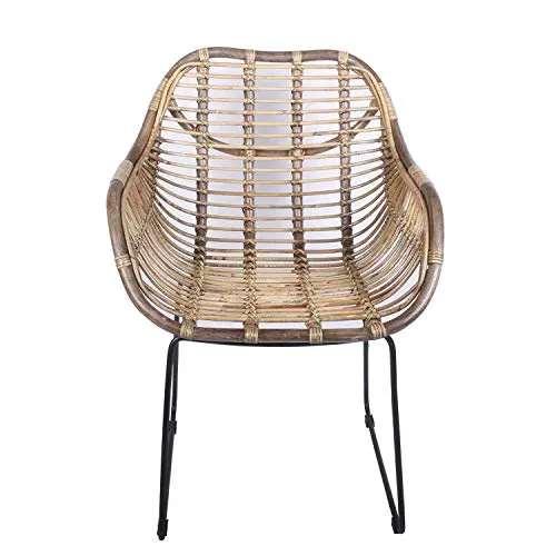 Casa Moro Fauteuil Madrid en rotin naturel tressé à la main | Chaise vintage en osier | Chaise en osier de qualité supérieure | Chaise rétro pour cuisine, jardin, terrasse, salle à manger | IDSN56