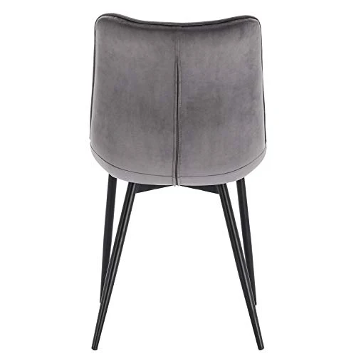 WOLTU® BH142dgr-2 Chaise de Salle à Manger Lot de 2 Chaise de Cuisine Assise rembourrée en Velours Pieds en métal Stable, Gris Foncé