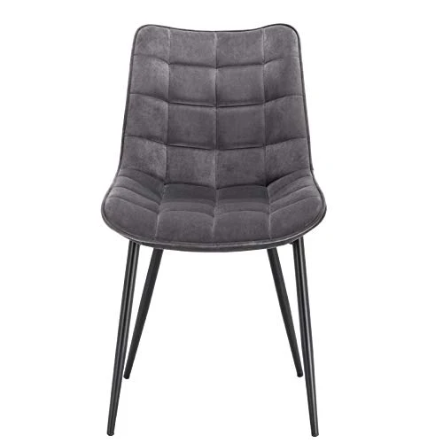 WOLTU® BH142dgr-2 Chaise de Salle à Manger Lot de 2 Chaise de Cuisine Assise rembourrée en Velours Pieds en métal Stable, Gris Foncé
