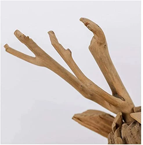 Bois flotté personnalisé simple animal tête de cerf Statue décoration artisanat naturel décontracté léger traitement abstrait adapté à la maison salon bibliothèque bureau porche décoration cadeau, B