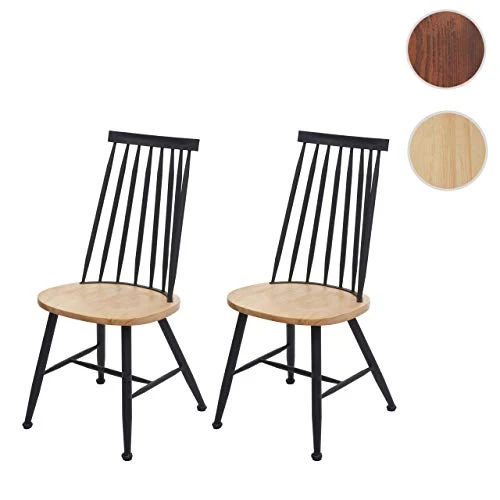 2X Chaise de Salle à Manger HWC-G69, Chaise pour la Cuisine, Style rétro, métal, gastronomie - Couleur Nature
