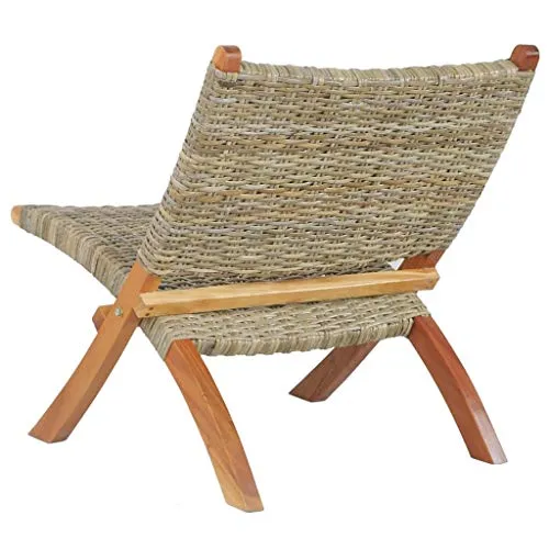 FAMIROSA Chaise de Relaxation Rotin Naturel kubu et Bois d'acajou