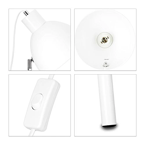 Relaxdays 10021293_49 Lampadaire 3 Pieds Luminaire Spot Projecteur 1 Feu Lampe Trépied HLP env. 130 x 53 x 53 cm, Blanc, Métal, 40 W