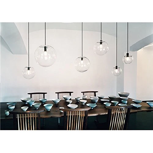MZStech Billes en Verre Luminaire Suspension Boule verre Lustre Pendentif Lampe (30cm)