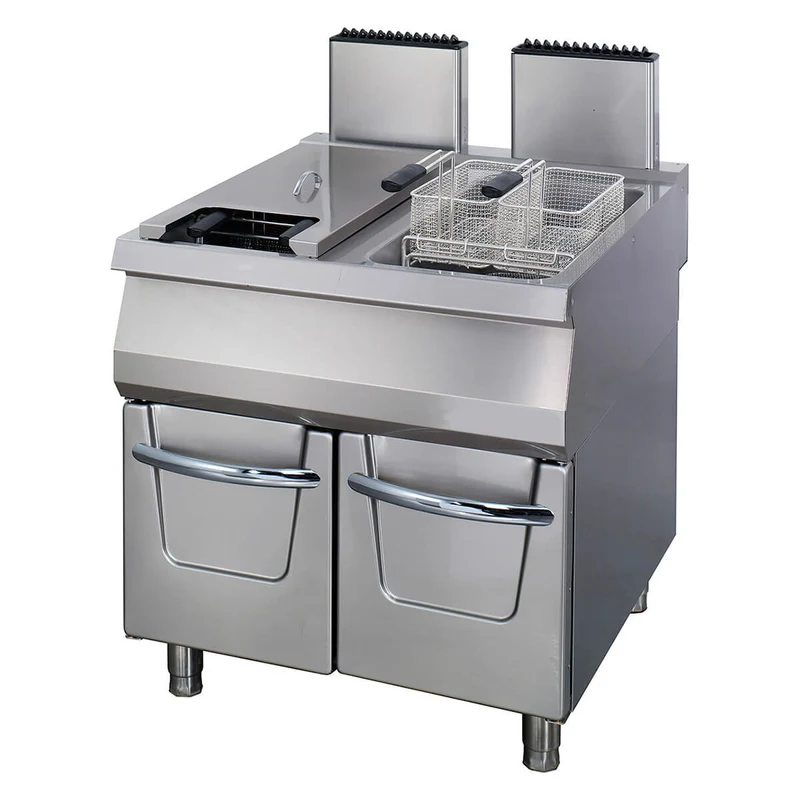 Friteuse - 2 x 22 L - unité double - profondeur 90 cm - avec robinet de vidange - gaz