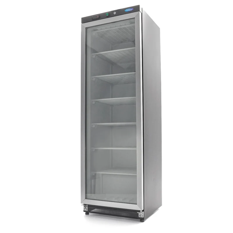 Congélateur professionnel 400 L - noir - porte vitrée