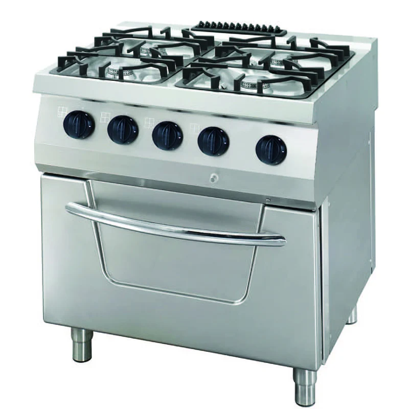 Cuisinière - 4 brûleurs + four GN 2/1 - 34 kW - gamme 700 (prof. 70 cm) - gaz