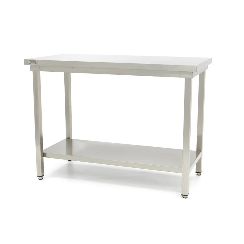 Table en acier inoxydable - 200 x 60 cm - hauteur réglable - avec étagère de rangement