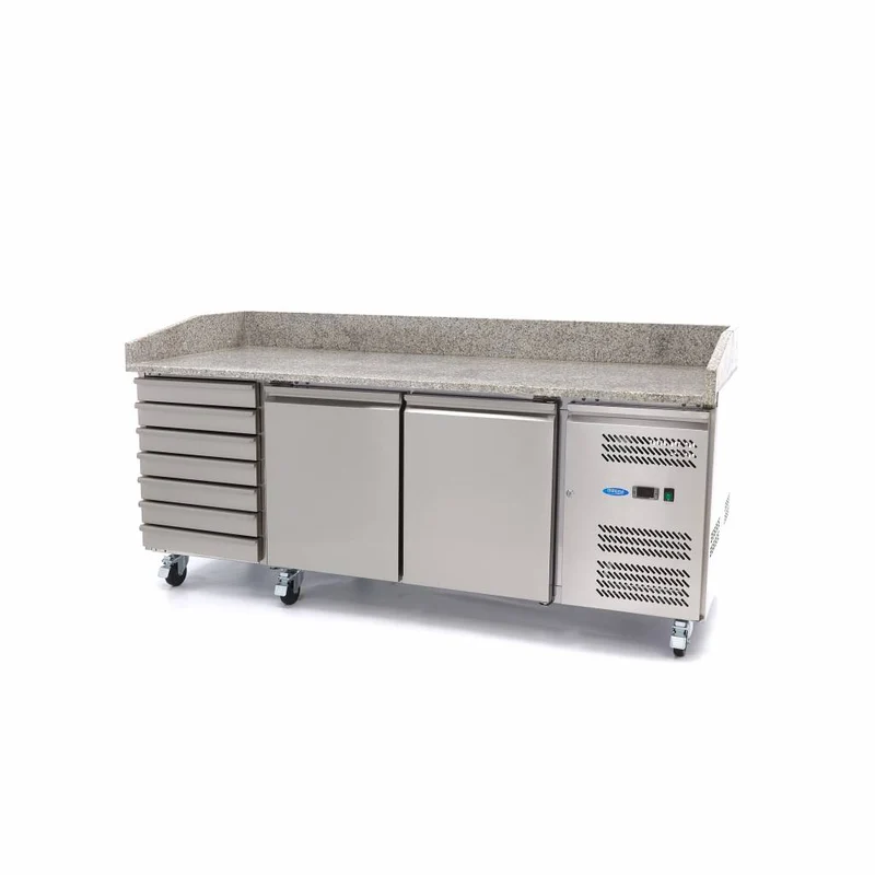 Réfrigérateur pour la préparation des pizzas - 202 cm - 2 portes - 7 tiroirs