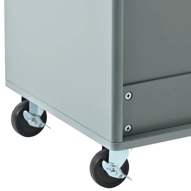 Rubberwood Kitchen Cart with Drop Leaf, Internal Storage Rack, Flip Cabinet Door, and 2 Drawers