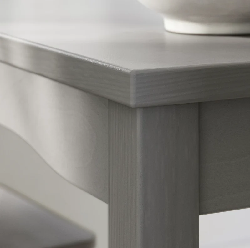 HAUGA Table, grey/birch veneer, 74x74 cm