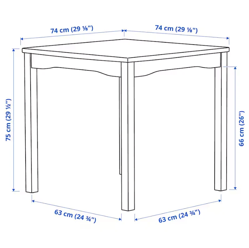 HAUGA Table, grey/birch veneer, 74x74 cm