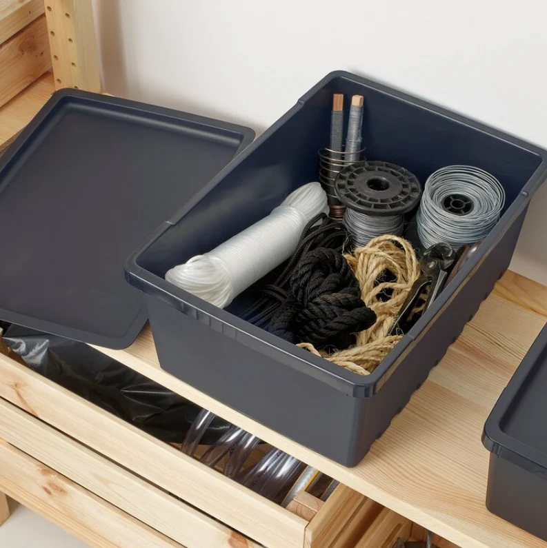 UPPSNOFSAD Storage box with, black, 35x25x14 cm/9 l/UPPSNOFSAD Lid, black, 35x25 cm