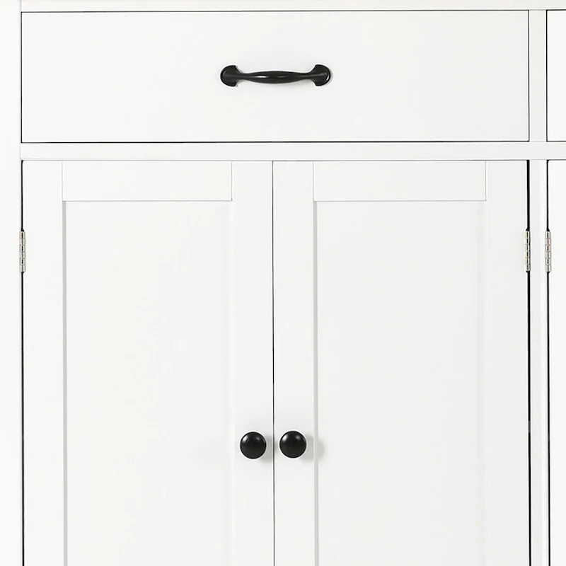 Classic Wooden Kitchen Island Cart with 2 Drawers, 2 Cabinets, a Towel Rack and a Spice Rack