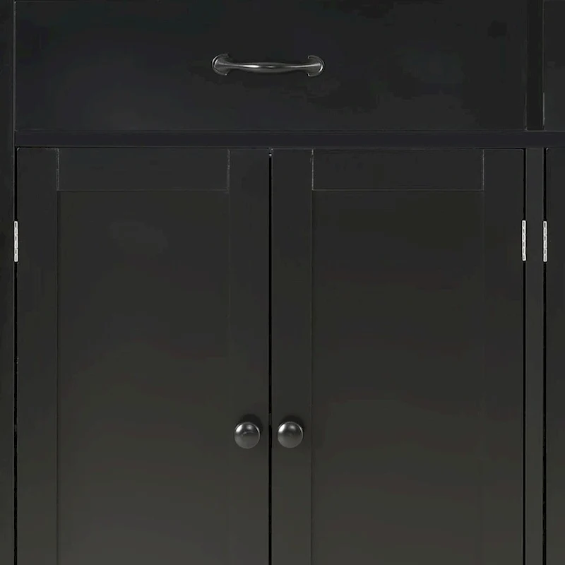 Classic Wooden Kitchen Island Cart with 2 Drawers, 2 Cabinets, a Towel Rack and a Spice Rack